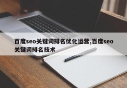 百度seo关键词排名优化运营,百度seo关键词排名技术